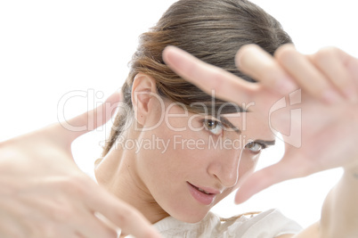 woman showing framing hand gesture