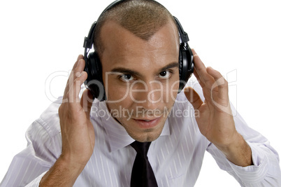 businessman looking into camera