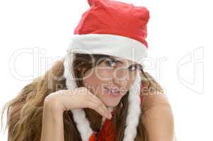 smart woman with santa cap