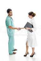 medical professionals shaking hands