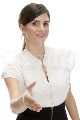 young lady offering hand shake