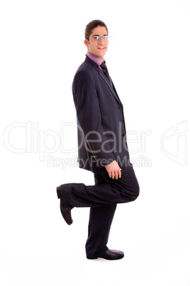 side view of businessman posing