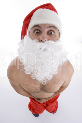 high angle view of shocked santa clause