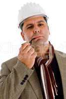 adult architect with tobacco pipe