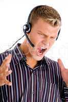 frustrated call center employee