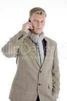 handsome businessman talking on cell phone