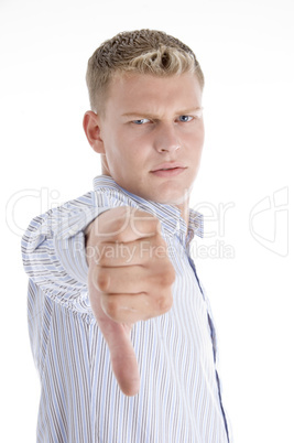 man showing disapproval sign
