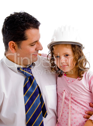caring father posing with his daughter
