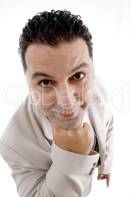 businessman showing his face