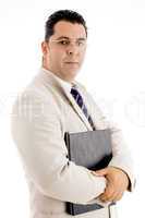 businessman holding files