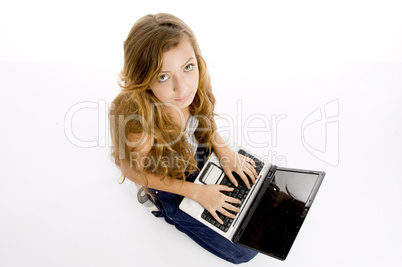 blonde school girl with notebook