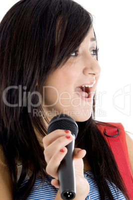 young girl with microphone