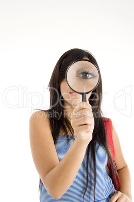 magnifying eye of girl