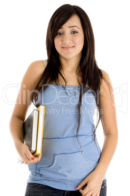 college girl posing with books