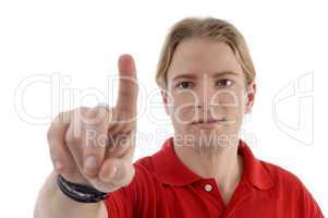 man pointing with finger