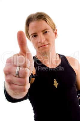 handsome male with thumbs up