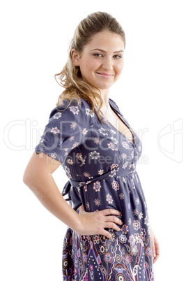 side view of smiling young female