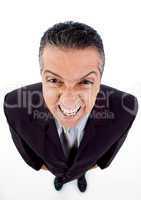 top view of manager grinding his teeth