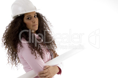 beautiful young architect posing with arms crossed