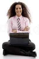 attractive young executive busy with laptop