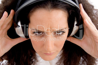 angry female listening music