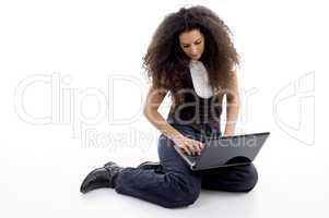 businesswoman working on notebook
