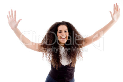 smiling woman doing dance