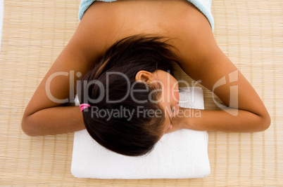 resting beautiful adult woman in towel resting beautiful adult woman in towel