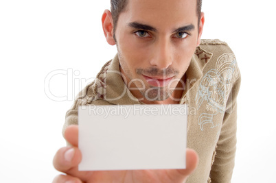 handsome businessman showing his business card