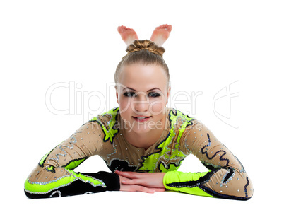 Young professional gymnast relax portrait isolated