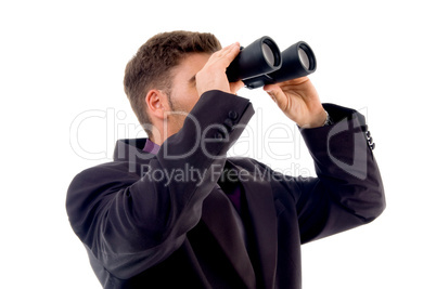 handsome young accountant with binoculars