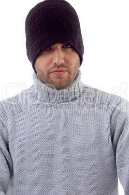 man covered with winter clothes