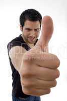 happy male with thumbs up