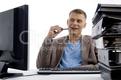 young man sitting in office