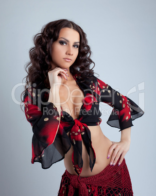 Cute young woman portrait  in gypsy costume