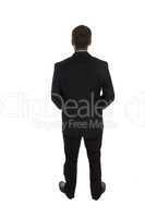 standing businessman posing from back