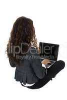 female busy with laptop