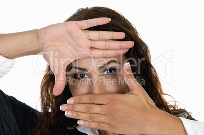 lady making frame with hands