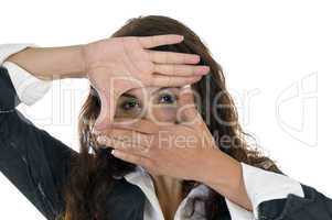 lady making frame with hands