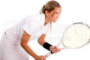 side view of tennis player going to play