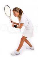 side view of young player ready to play tennis
