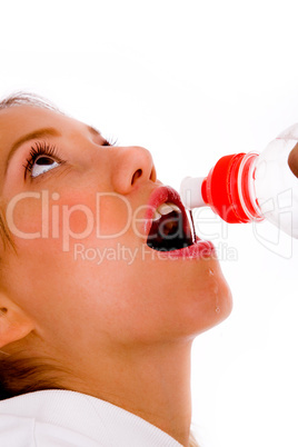 portrait of woman drinking water