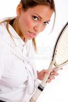 portrait of tennis player looking at camera