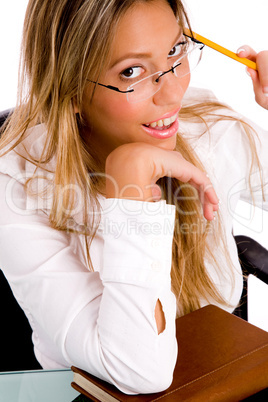 top view of smiling college student