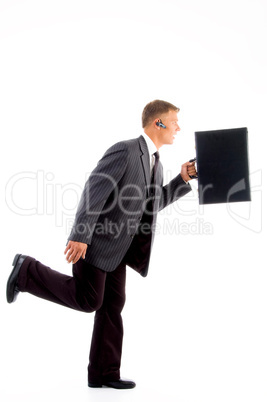businessman in hurry with briefcase