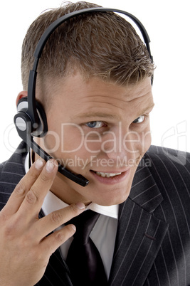 handsome customer service busy on phone call