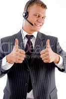 successful businessman with thumbs up