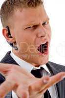 businessman expressing frustration