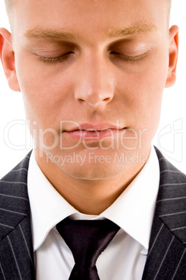 man posing with closed eyes