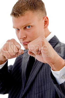 businessman boxing gesture